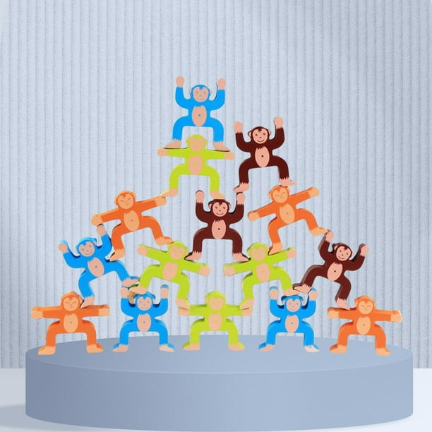 Juego de apilamiento clásico Juguete de desarrollo Juegos de mesa duraderos Lindos bloques de apilamiento de equilibrio para entretenimiento Juego de fiesta Interior Niñas Mono CUTICAT apilar juguetes