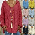 thumbnail image 2 of Fengactive Women's Oversized Chunky Cable Knit Pullover Hooded Sweaters V Neck Long Sleeve Loose Hoodies, 2 of 8