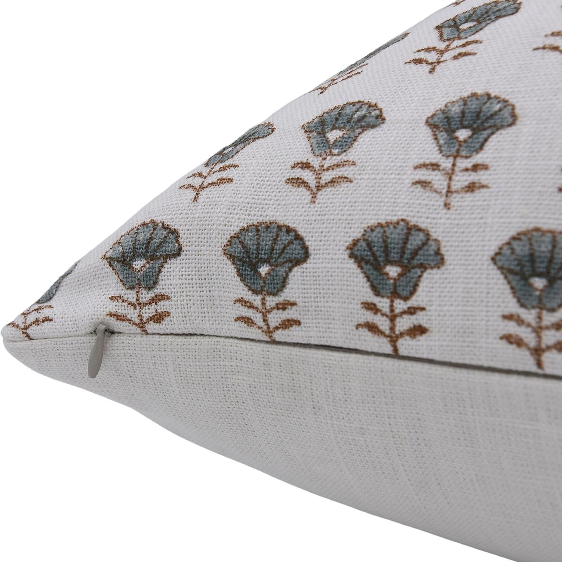 Fabdivine Handmade Block Print Off White Linen Throw Pillow Cover 14x14 Accent Cushion Sofa