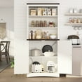 thumbnail image 5 of 71" Tall Farmhouse Kitchen Pantry with Adjustable Shelves, 5 Layers Pantry Storage Cabinet with 2 Barn Doors&Load-Bearing Steel Pipe for Kitchen, Dining Room, Living Room, Rustic White, 5 of 13