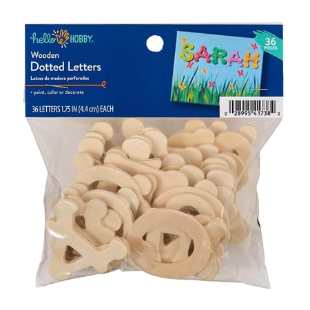 Hello Hobby Unpainted Wood Surface, Dot to Dot Letters, 36 Piece, 1.75"