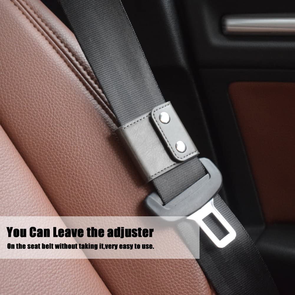Vehicle Seat Belt Positioner ，Car Universal， Seatbelt Adjuster 4 Pack Auto Shoulder Neck Protector Locking Clip Cover PU Leather 