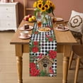 thumbnail image 2 of Christmas Table Runner 90 Inches Long Farmhouse Dress Scarves, Red Cardinal Bird Poinsettia Pine Needles Plaid Dining Tablerunner for Coffee Table/Kitchen Island/Party Décor, 13" x 90", 2 of 8