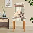 thumbnail image 4 of Yayeee 2 Pack Dining Chair Covers Stretch Parson Chairs Slipcovers Seat Protector, Cream Plaid, 4 of 6
