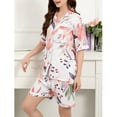 thumbnail image 3 of jinghuiyue Pajamas Set for Women Short Sleeve Button Down Floral Sleepwear 2 Piece Pjs Shorts Lounge Sets L, 3 of 7