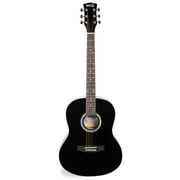 طقم جيتار صوتي Dreadnought كامل الحجم باللون الأسود من RockJam مع موالف وحقيبة وحامل ودروس