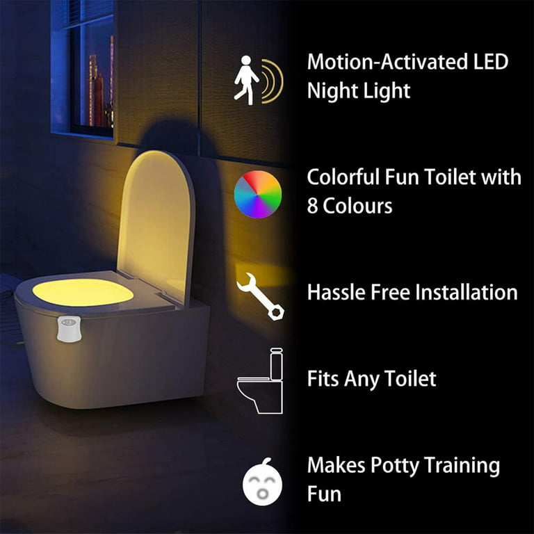Christmas Pack Of 2 Toilet Night Light 8 Colors Changing Led Bowl  Nightlight Motion Sensor For Bathroom Washroom Fits Any Toilet Battery Not  Included