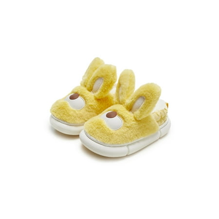 

Colisha Unisex-Child Fuzzy Slipper Soft Plush Slippers Fluffy Warm Shoes Winter Lightweight Indoor Shoe House Yellow 10C-11C