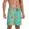 thumbnail image 5 of Pajama Shorts Men, Swim Capybaras Orange Mens Sleep Lounge Shorts, Soft Comfy Pj Bottom Sleepwear With Pockets, 5 of 8
