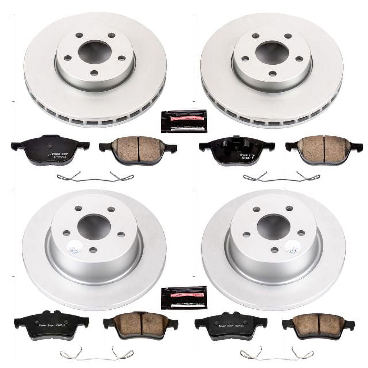 PowerStop Front and Rear Geomet Coated Brake Rotor and Pad Kit Fits: FORD Select Models CRK6397
