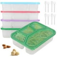 thumbnail image 1 of AMERTEER 4 Pcs Contenants à Collation pour Enfants avec Couvercle Boîte à Bento Réutilisable Empilable pour Préparation de Repas Micro-Ondes Lave-Vaisselle Sûr avec Fourchettes Cuillères, 1 of 8