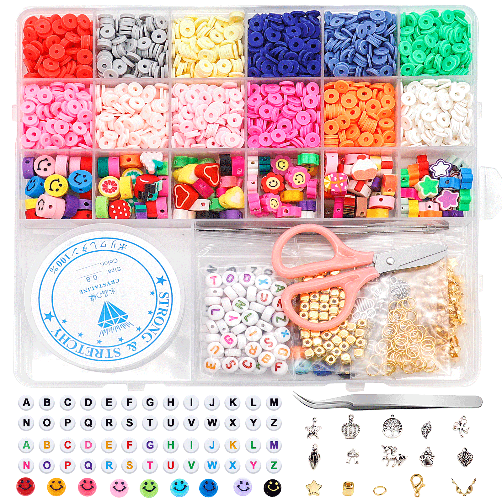 Polymer Clay Beads for Bracelets Making Aesthetic 4150+ Pcs Flat