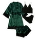 thumbnail image 2 of Batas de mujer de talla grande, lencería de seda, bata de baño de satén, conjunto de cuatro piezas, pijamas para dormir, pijamas para mujer, 2 of 6