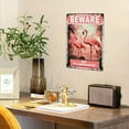 thumbnail image 4 of 2D Flat, "Beware Of Flamingos" Vintage Metal Sign - Humorous Retro Wall Art For Home, Yard, Garden & Coffee Shop - Durable Tinplate Pink & White Decor, No Electricity Needed, Easy To Hang, 4 of 11