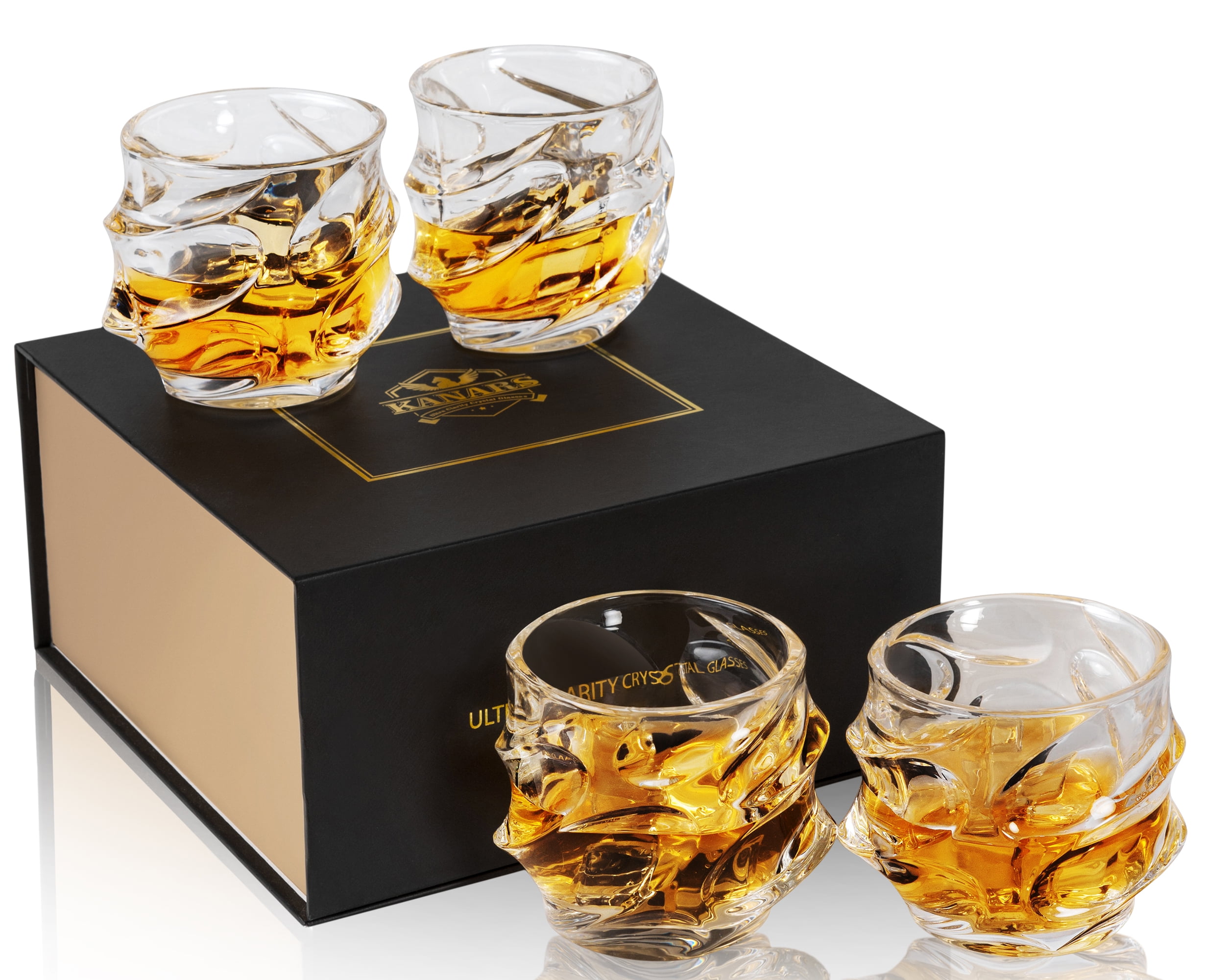 Bold and Wide (Pack of 4) Whiskey Glasses Diamond Cut Tumbler Set Imported  Crystal Rocks Whisky Glass for Scotch, Vodka, Liquor, Alcohol Imported Drinking  Glasses – Set of 4, 300ml Glass Set