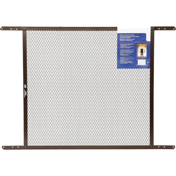 Brown Screen & Storm Door Grille, 24 Inches x 34 Inches - Durable Door Grille for Added Protection, Pet-Friendly - Brown