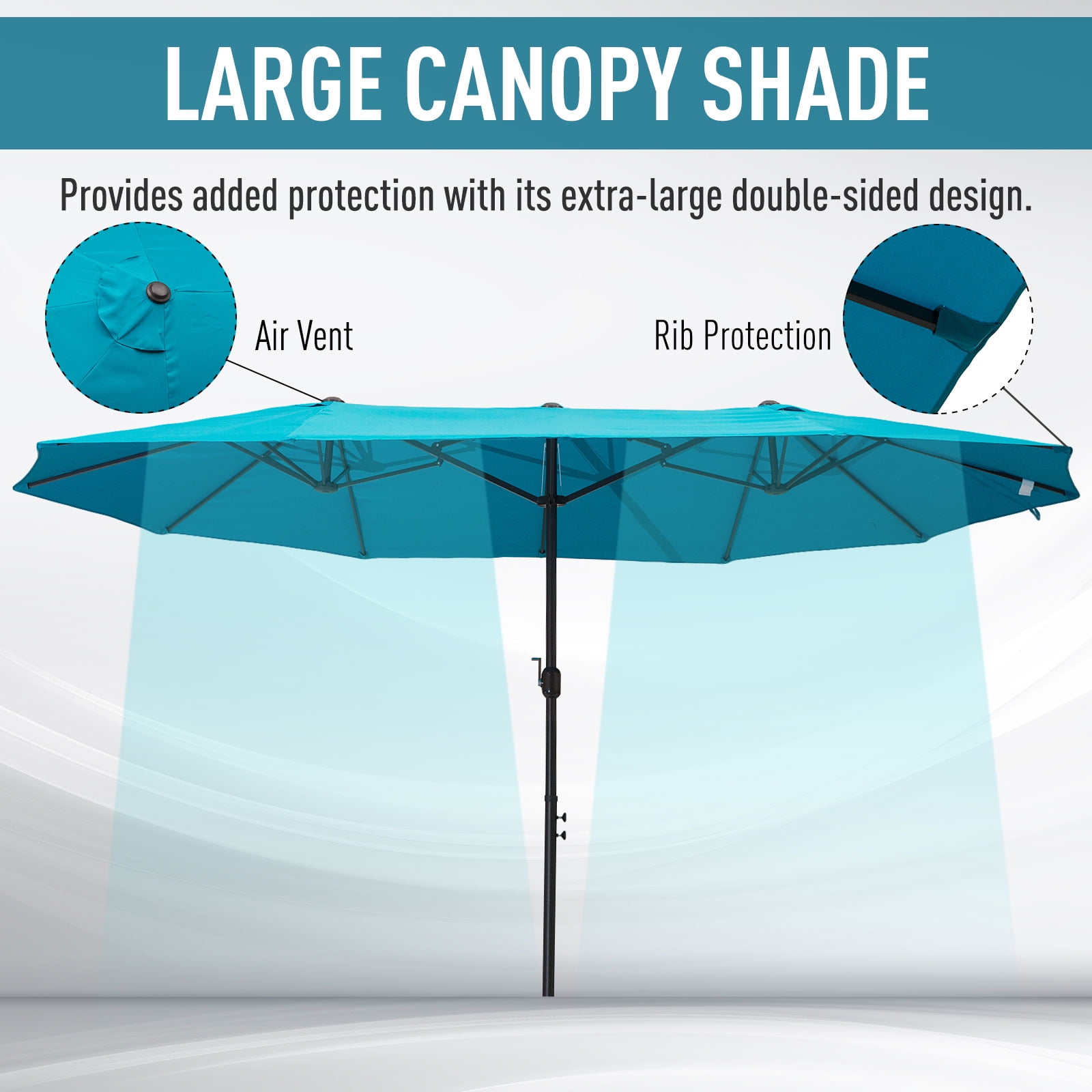Outsunny Extra Large 15ft Patio Umbrella, Blue