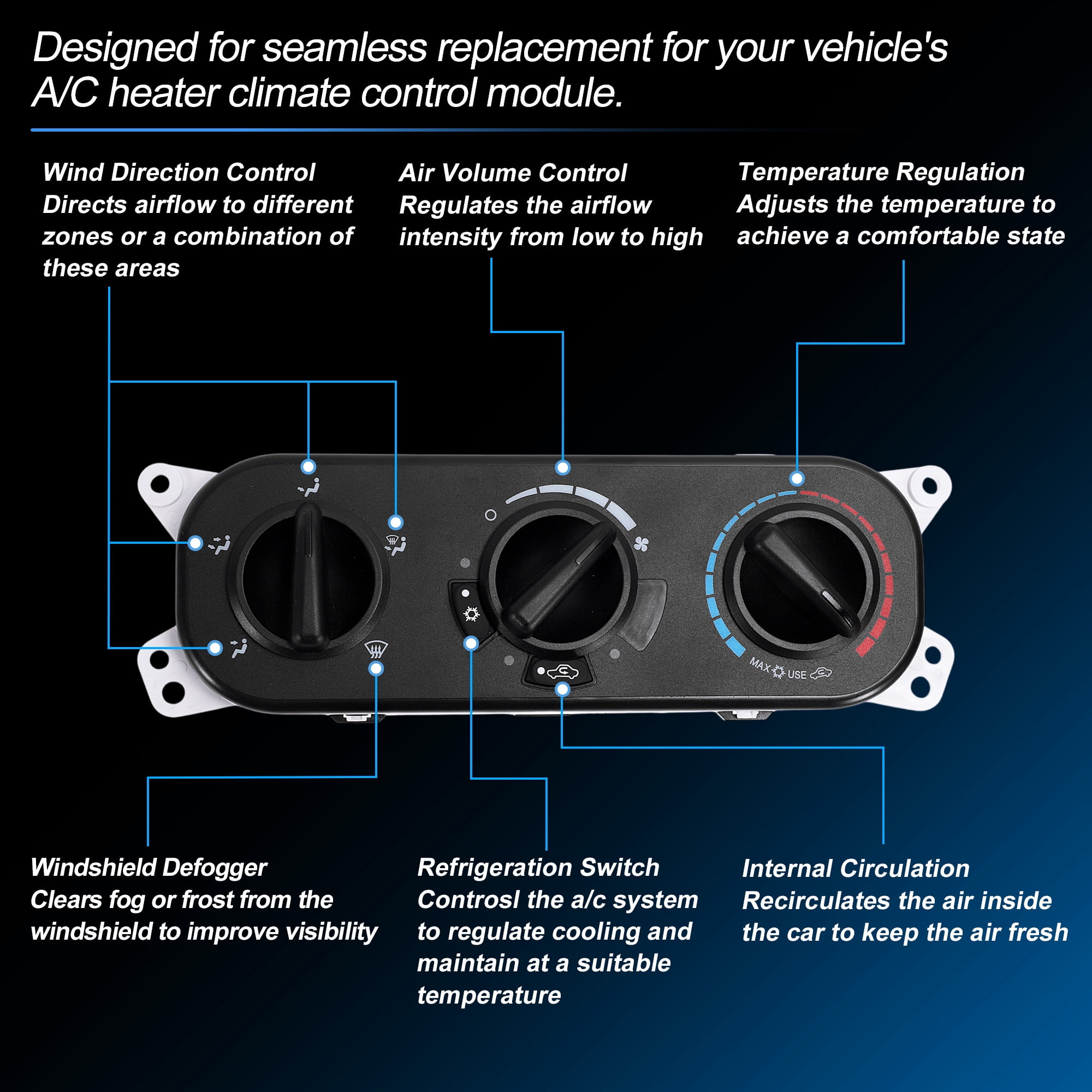 Unique Bargains A/C Heater Climate Control Switch Module Panel for Jeep Wrangler 3.8L 2007 2008 2009 2010 HVAC Climate Temp Unit No.55111841AE/55111841AB/55111841AC