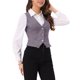 thumbnail image 4 of Chaleco de mezclilla sin mangas para mujer INSPIRE CHIC, con cuello en V y botones, casual, color gris claro, 4 of 6