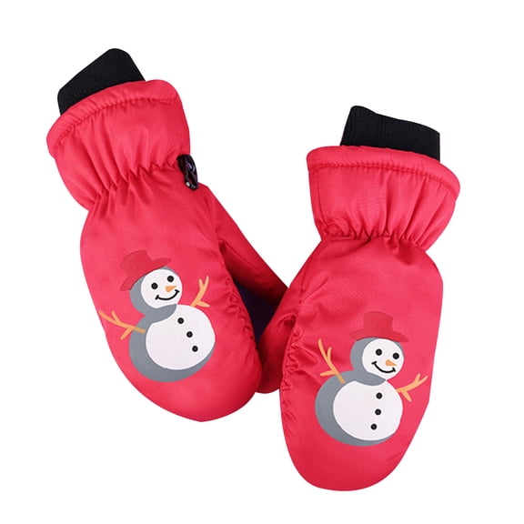 Cute Snowman Children Ski Gloves Waterproof & Warm Winter Outdoor Gloves 3 Layered Gloves for 3-6 Year Olds Boys Girls