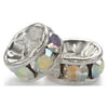 Swarovski Crystal, #9001 Rondelle Beads 4x2mm, 2 Pieces, Silver Plate With Crystal AB