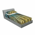thumbnail image 3 of Ambesonne Forest Fitted Sheet & Pillow Sham Set, Trees Sunrise Pastoral, Full, Yellow Blue Black, 3 of 3
