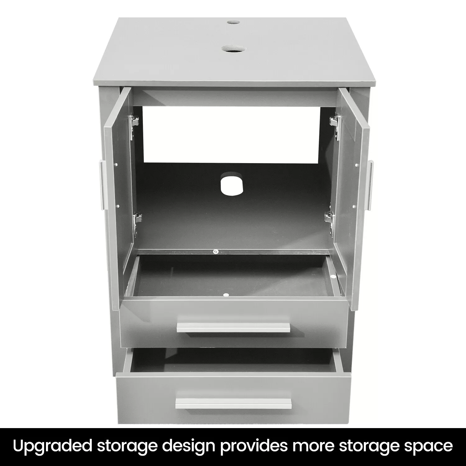PULUOMIS 24'' Single Bathroom Vanity with Manufactured Wood Top with Mirror, Gray