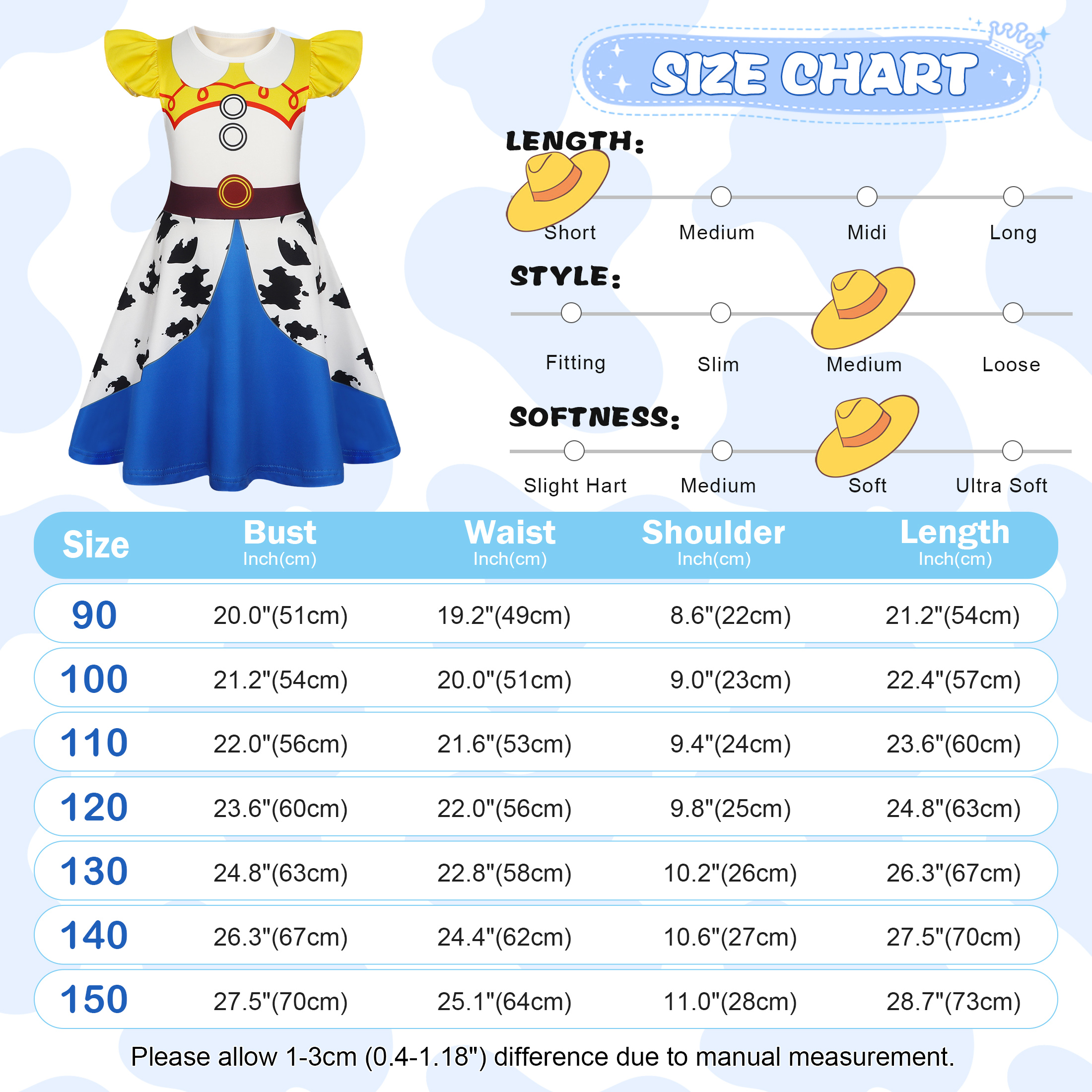 Benylion Girls Cowgirl Princess Costume photo 2