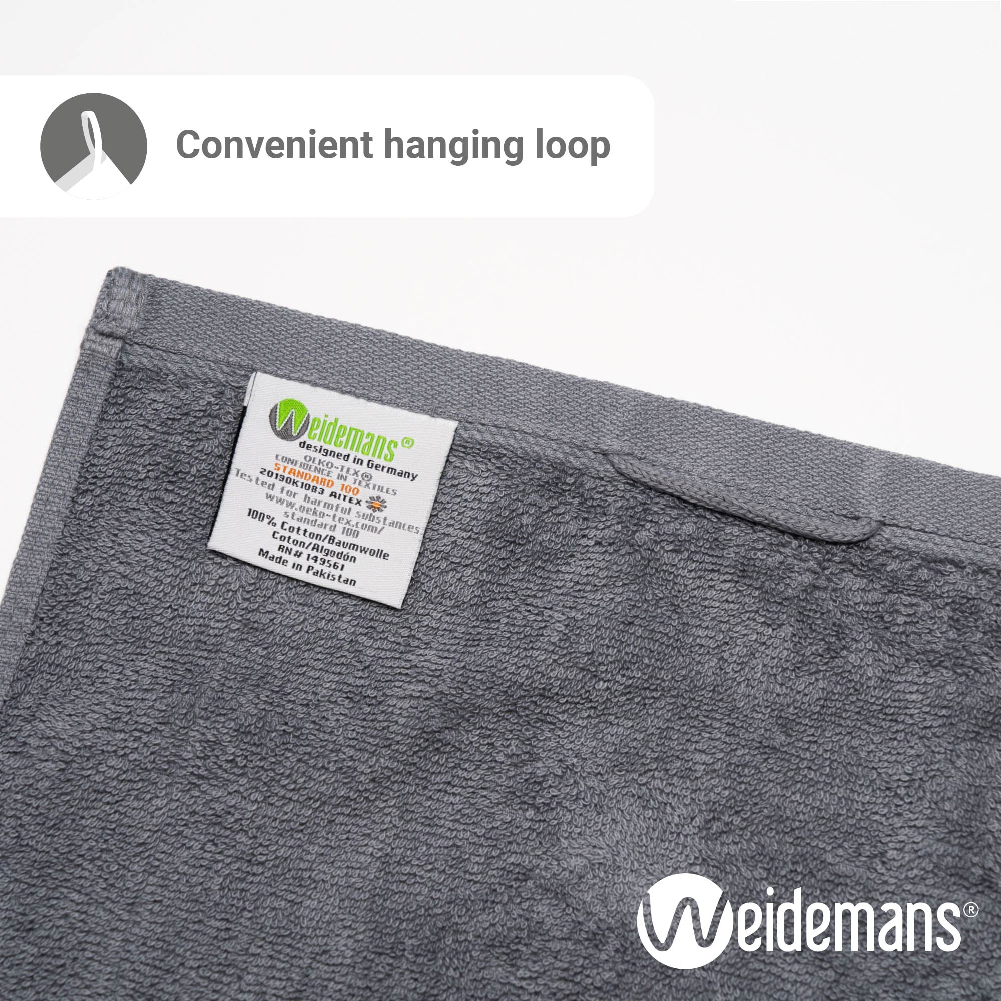 Weidemans 100% Cotton Washcloths 6 Pieces Towel Set | Fingertip Washcloth 13" X 13" | Towels for Bathroom, Hand, Kitchen, Cleaning | Machine Washable high Absorbency Bathroom Face Towels | Dark Grey