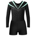 thumbnail image 3 of Eandarui Gymnastics Leotards for Girls Long Sleeve Ballet Dance Unitard Bodysuit Matching Shorts Light Green 12, 3 of 7