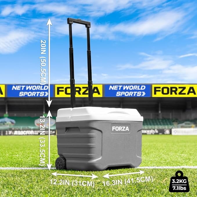 FORZA IceGuard Wheeled Cooler Box | Portable Ice Chest with Handle & Wheels – Keeps Contents Cold for 72 Hours – Ideal for Beach, BBQ, or Team Sports [20L 41L 47L 98L]