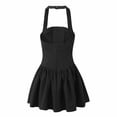 thumbnail image 5 of 2026 Women's Cute Halter Neck Mini Dress, Ruched Waist A-Line Flowy Short Dress for Graduation, & Party, 5 of 8