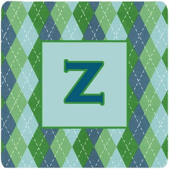 Monogram - Blue Argoyle Foam Coasters Initial Letter Z, Set - 4