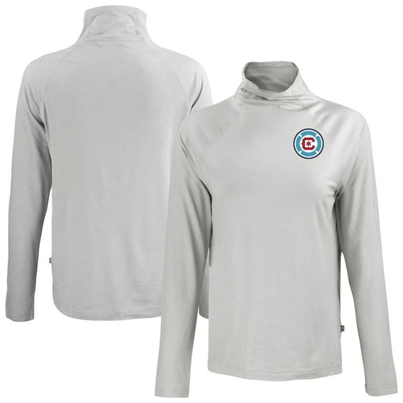 Women's-Cutter & Buck  Gray Chicago Fire Coastline Epic Comfort Eco Recycled Funnel-Neck Top