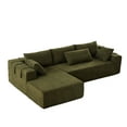 thumbnail image 3 of Chenille Upholstered Modular Sectional , 108" L Shaped With 6 Pillows, Adaptable To Various Styles Modern Couch , Space Saving Feature, 3 of 6