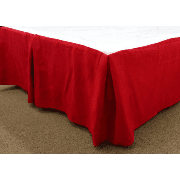 Qutain Linen Tailored Bed Skirt Dust Ruffle Solid Red Queen Size