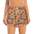 thumbnail image 2 of Gukieu Autumn Pumpkins Gingham Print Women's Sports Shorts with Drawstring Elastic Waistband for Running, Yoga, Fitness-Small, 2 of 7