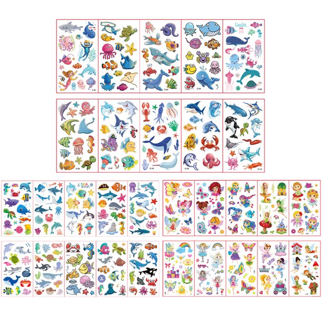 Etiqueta Engomada Del Tatuaje Temporal 30pcs 3D impermeable tatuaje dinosaurio niños cuerpo brazo tatuaje temporal para fiesta Ehuebsd Libre de BPA