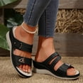 thumbnail image 3 of Sandales à Enfiler pour Femmes Tendance en Cuir Largeur Grand Bout Ouvert Plateforme à Talon Compensé Sandales Habillées de Marche Chaussures, 3 of 7