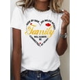 thumbnail image 1 of Camiseta con estampado de corazón "Family Love" para mujer, cuello redondo informal, elasticidad media, estampado de dibujos animados, para todas las estaciones, ideal para deportes de ocio., 1 of 6