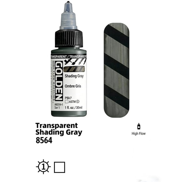 Golden High Flow Acrylic Paint,Transparent Shading Gray, 30ml, Professional Fluid Acrylic Paint for Airbrushing, Inking, and Fine Art Techniques.
