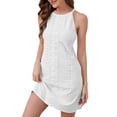 thumbnail image 2 of Dresses For Women Summer Lace Sleeveless Crew Neck Solid Color Tank Short Dresses Sundresses For Women Trendy White M, 2 of 9
