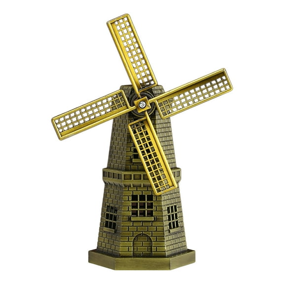 Vintage Metal Windmill Ornament for Decorative Display, Rustic Home Decor, Festive Christmas Decor, Elegant European Style Miniature Windmill for Living Room and Seasonal Arrangements