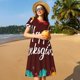 thumbnail image 4 of Balery Happy Thanksgiving Vestidos sueltos de manga corta para mujer, vestidos de verano 2025, vestidos casuales de corte A con vuelo., 4 of 6