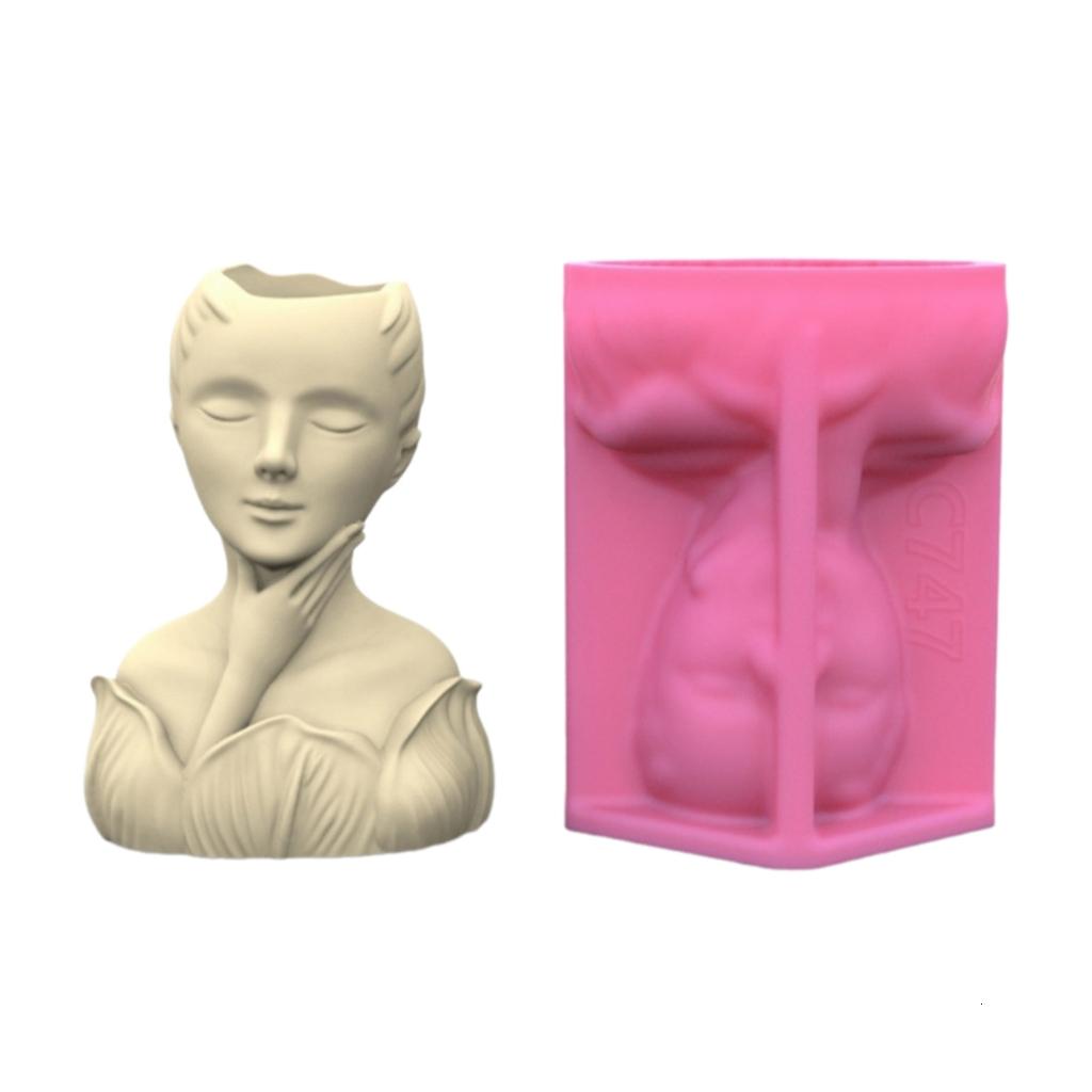 Osdhezcn Portrait Succulents Planter Molds DIYs Concrete Flowerpot Resin Molds Pen Holder Resin Molds Desk Livingrooms Decoration