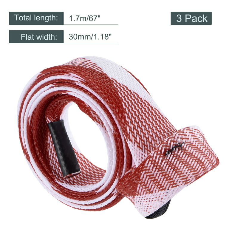 Uxcell 1.7m Red White Fishing Rod Sleeve Rod Sock Cover Braided Mesh Rod  Protector 3 Pack