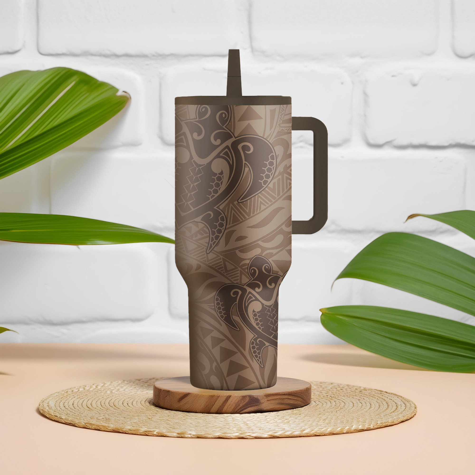 Island Crew 40 oz Honu Stainless Steel Tumbler, Brown
