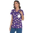 thumbnail image 2 of Scrub Tops LOMON con cuello en V y estampado de dibujos animados de animales con 3 bolsillos, 2 of 6