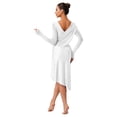 thumbnail image 2 of Sholeno Lyrical Dance Dress for Women V-neck Long See-through Sleeves Rhinestone Modern Contemporary White L, 2 of 7