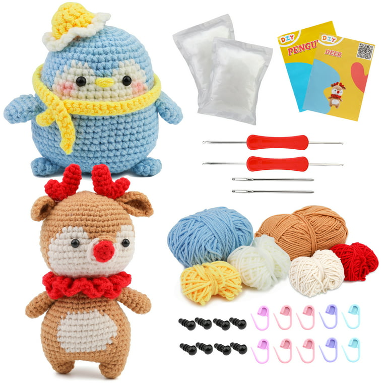 Crochet Kit for Beginners | Learn to Crochet Stuffed Toys | Amigurumi guide  book with step-by-step instructions on 10 unique projects| 32 Colored Yarn